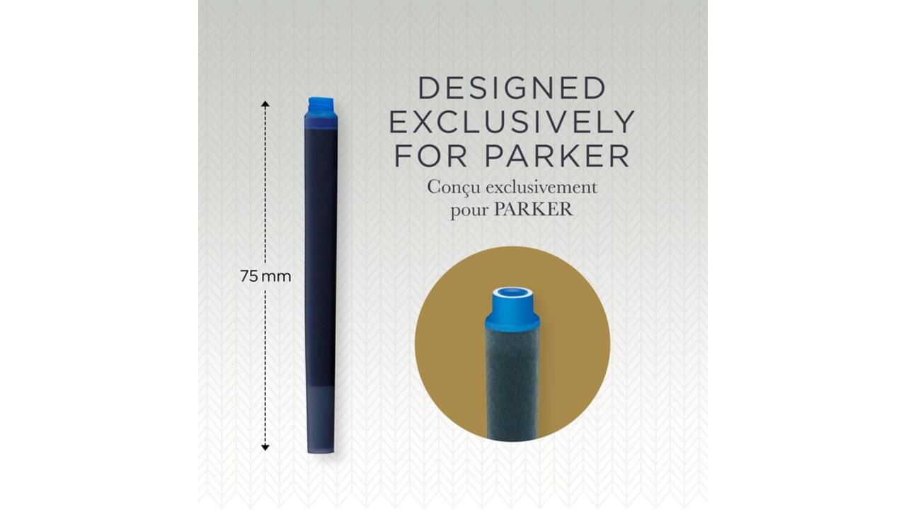 Inktpatroon Parker Quink uitwasbaar blauw blister à 5 stuks