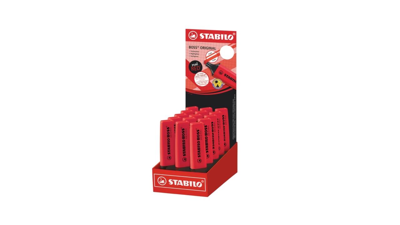 Markeerstift STABILO Boss 70/48 echt rood display à 15 stuks