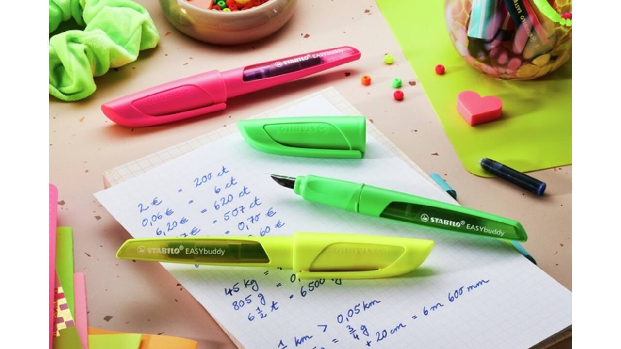 Vulpen STABILO Easybuddy medium neon roze blister à 1 stuk
