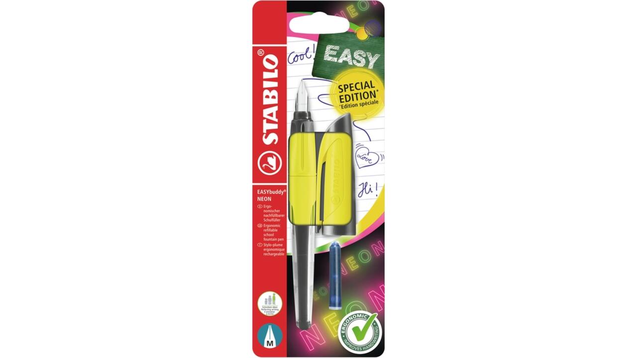 Vulpen STABILO Easybuddy medium neon geel blister à 1 stuk