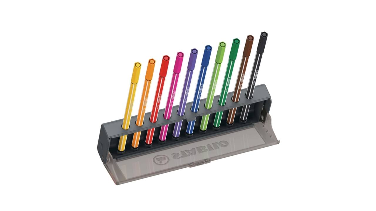 Viltstift STABILO Pen 68 medium clickset à 10 kleuren
