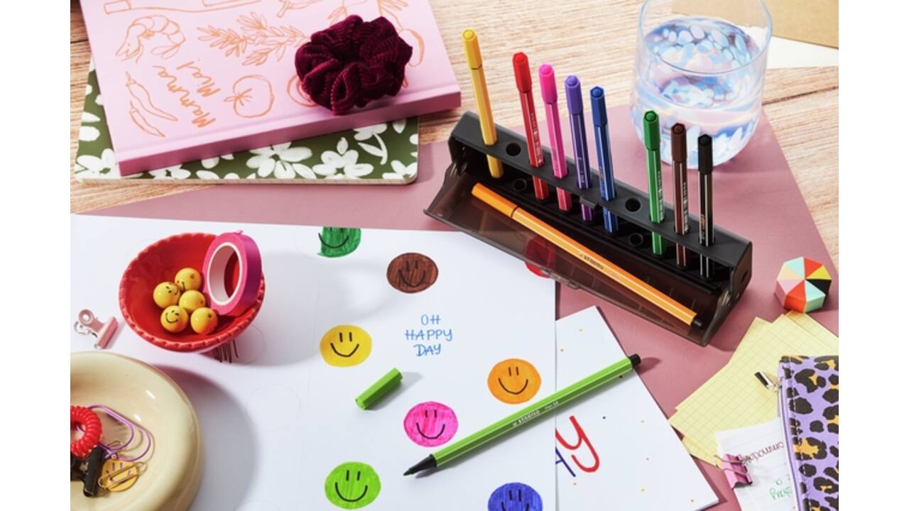 Viltstift STABILO Pen 68 medium clickset à 10 kleuren