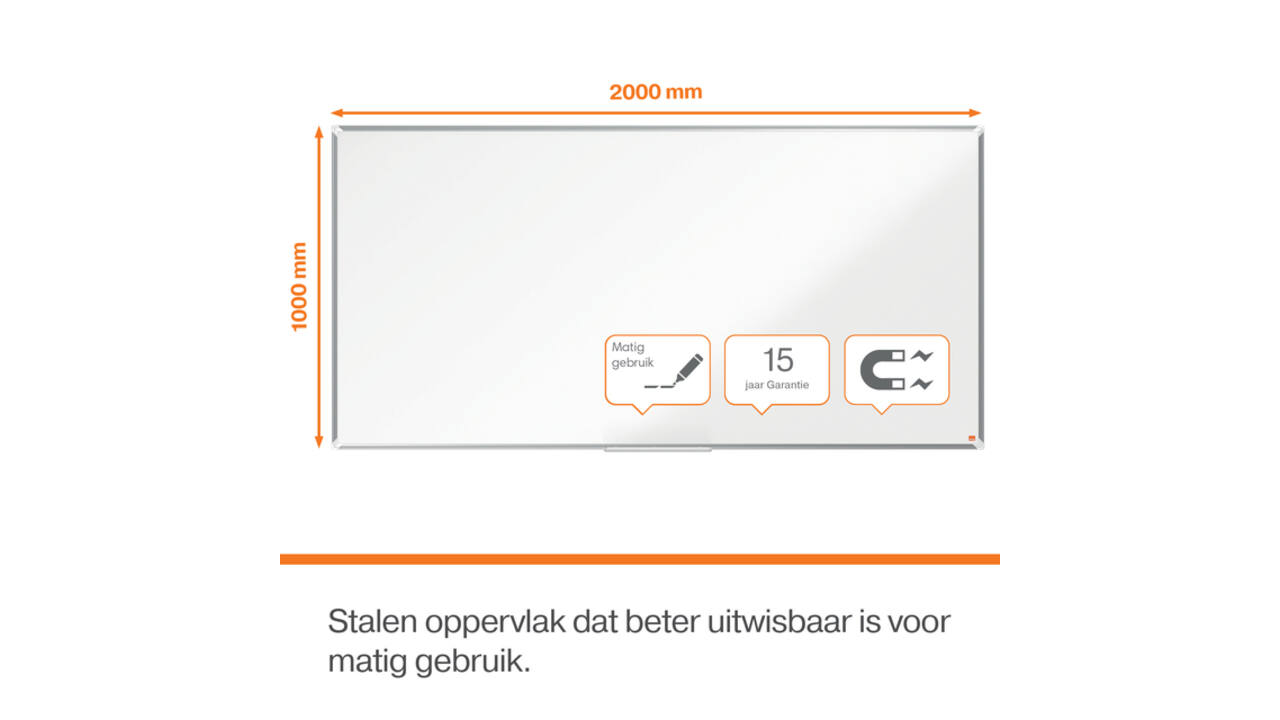 Whiteboard Nobo Premium Plus 100x200cm staal