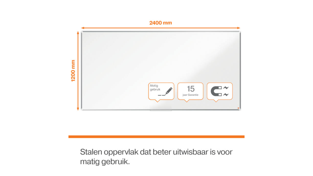 Whiteboard Nobo Premium Plus 120x240cm staal