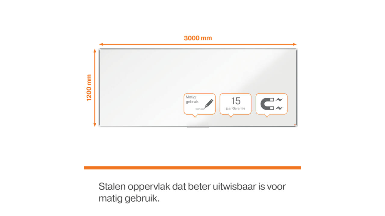 Whiteboard Nobo Premium Plus 120x300cm staal