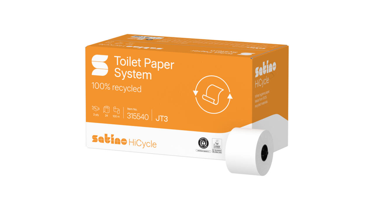 Toiletpapier Satino JT3 HiCycle systeemrol 2-laags 24x100m wit 315540