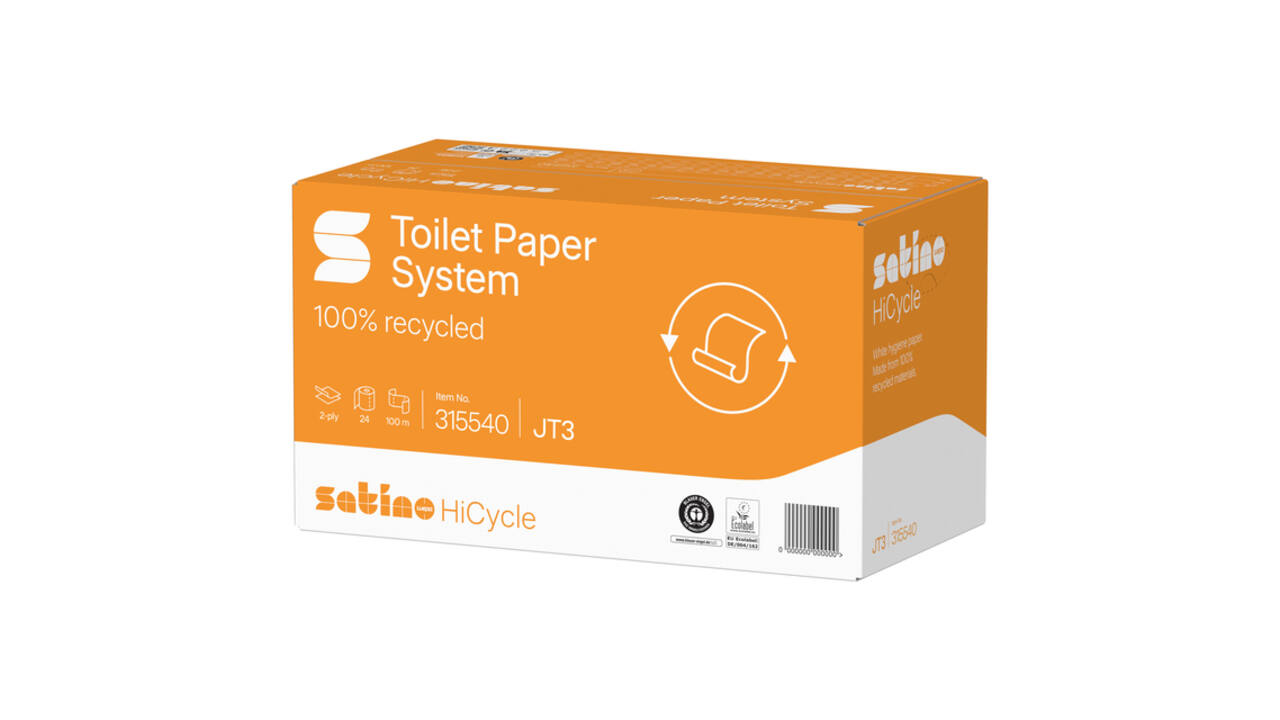 Toiletpapier Satino JT3 HiCycle systeemrol 2-laags 24x100m wit 315540