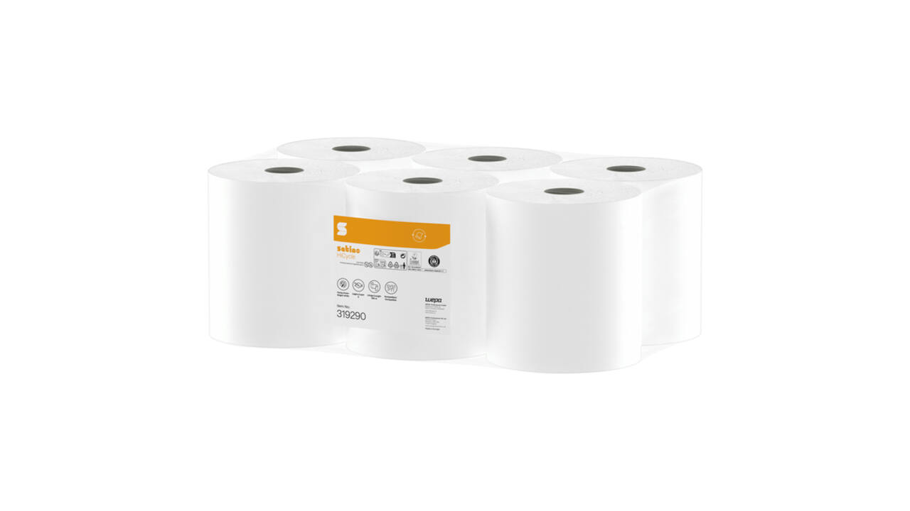 Handdoekrol Satino PT1 HiCycle 2-laags 6x150m wit 319290