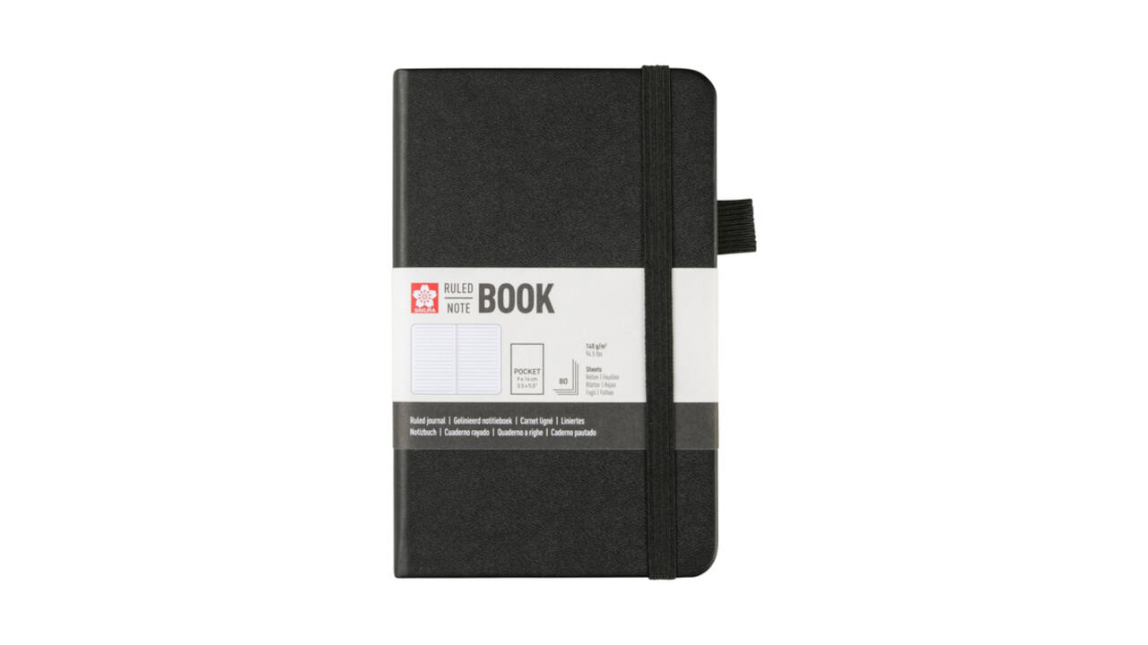 Notitieboek Sakura pocket 90x140mm lijn hard cover zwart