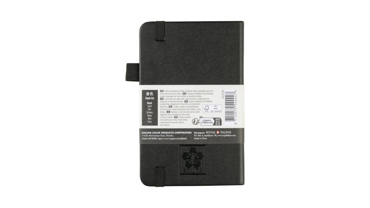 Notitieboek Sakura pocket 90x140mm lijn hard cover zwart