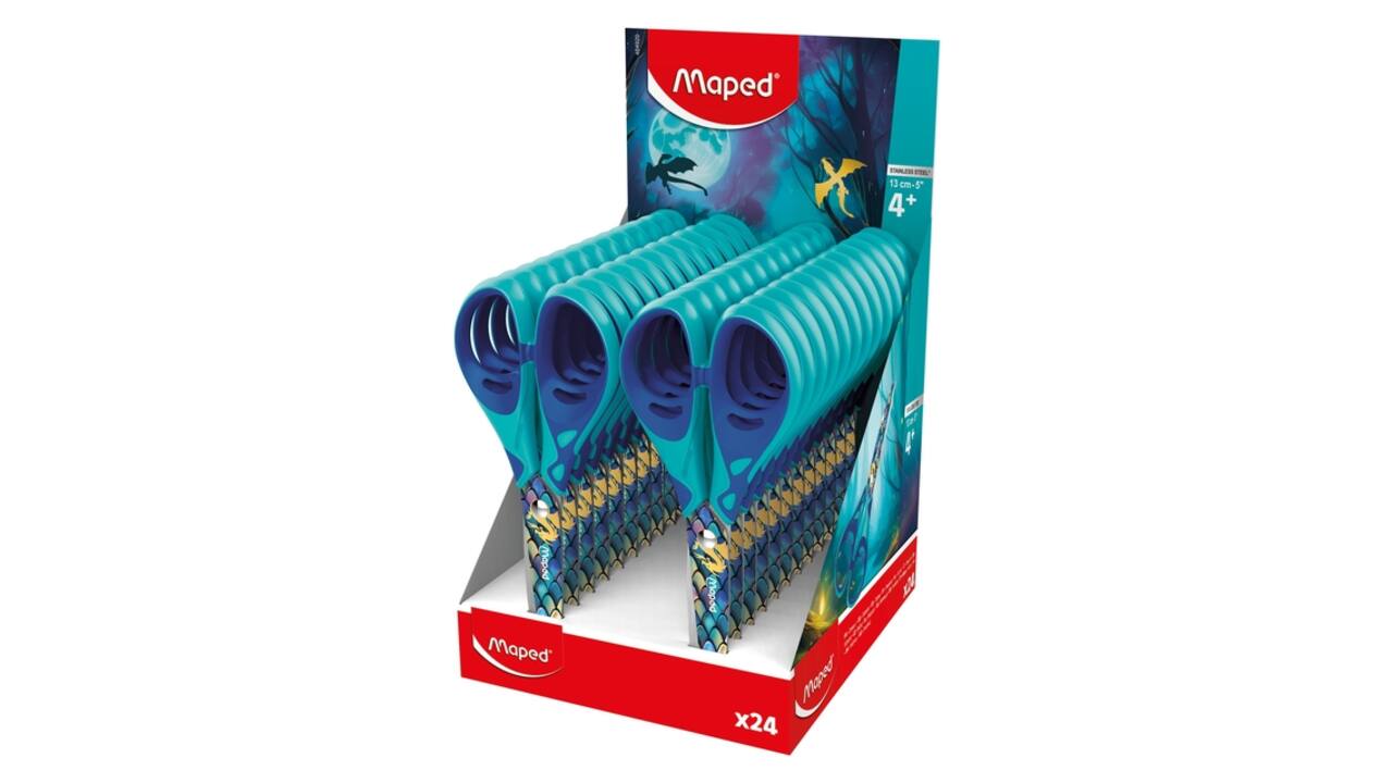 Schaar Maped Dragon 13cm display à 24 stuks blauw