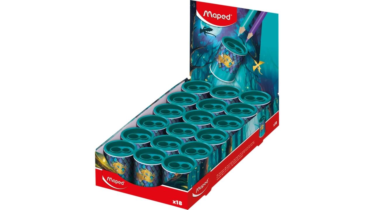 Puntenslijper Maped Dragon 2-gaats display a 18 stuks blauw