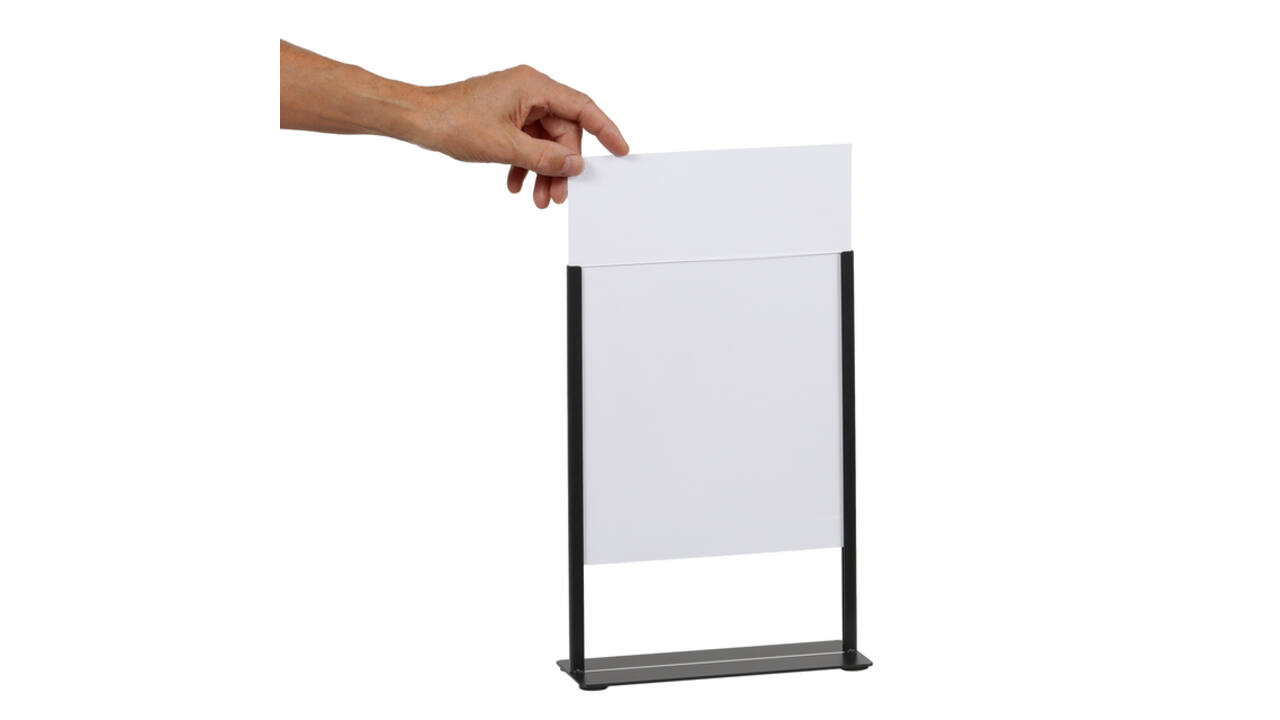 Kaarthouder Europel metaal met acryl bord A4 zwart
