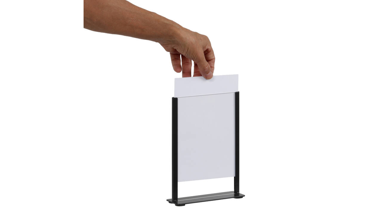 Kaarthouder Europel metaal met acryl bord A5 zwart