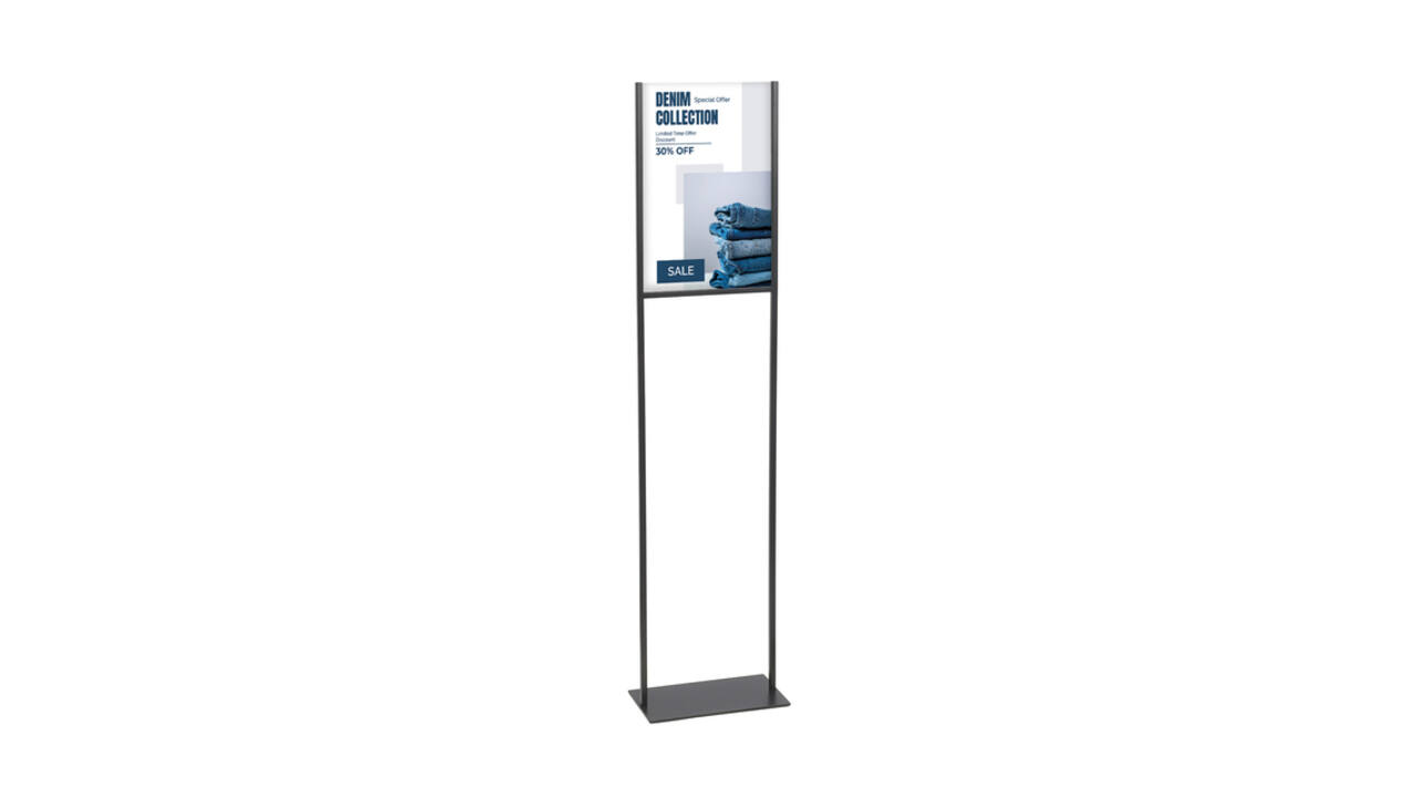 Infostandaard Europel metaal met acryl bord A4 zwart