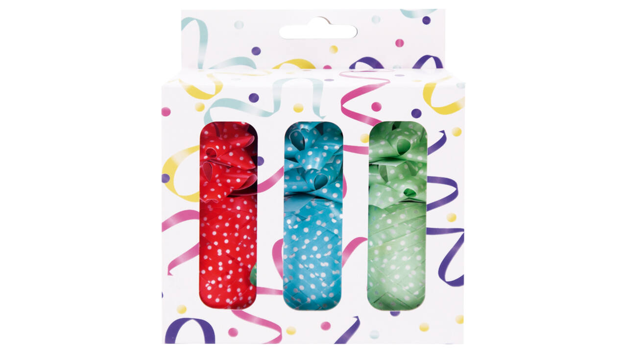 Cadeauversierset 3 rollen lint en 9 strikken assorti