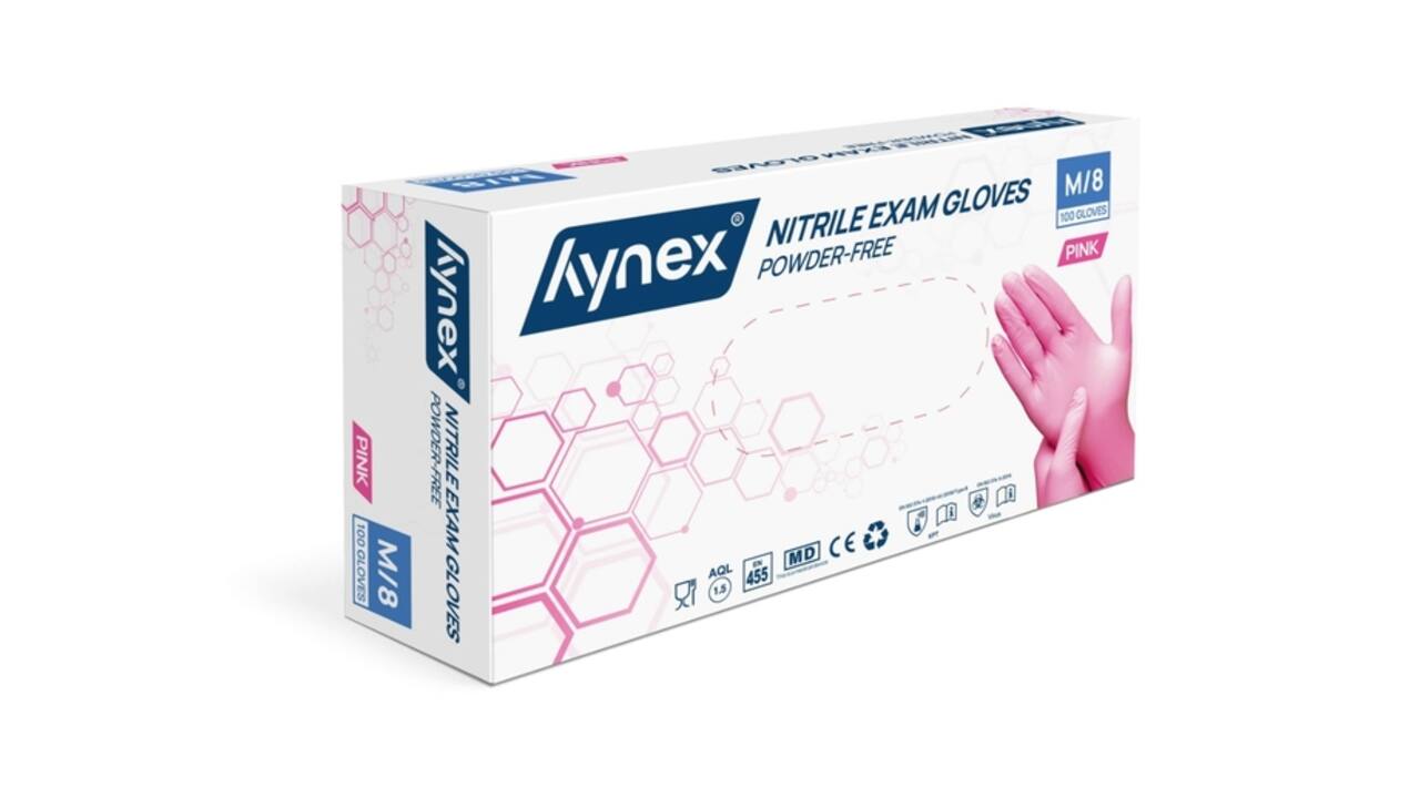 Handschoen Hynex nitril M roze 3.5gr 100 stuks