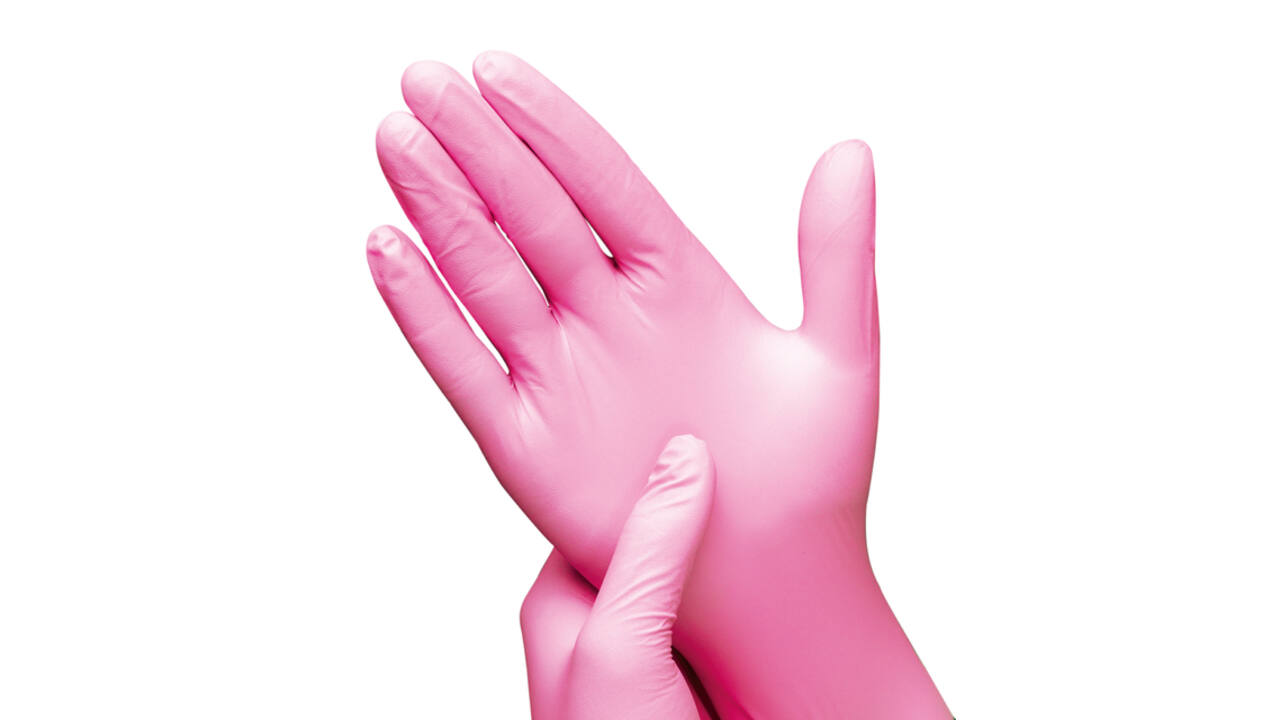 Handschoen Hynex nitril M roze 3.5gr 100 stuks