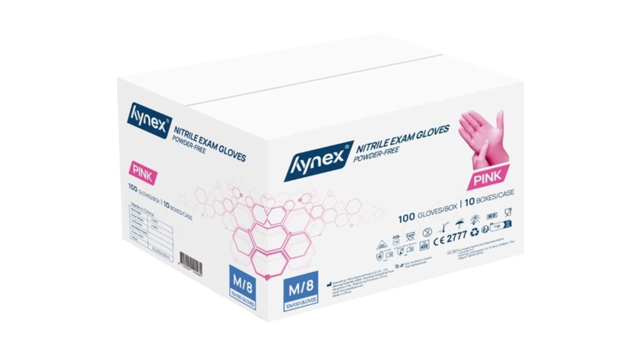 Handschoen Hynex nitril M roze 3.5gr 100 stuks