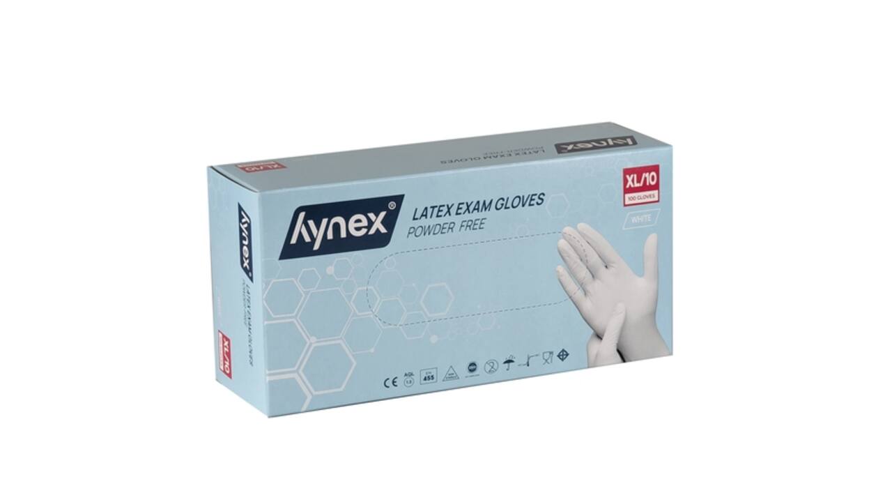 Handschoen Hynex latex XL wit 5gr 100 stuks