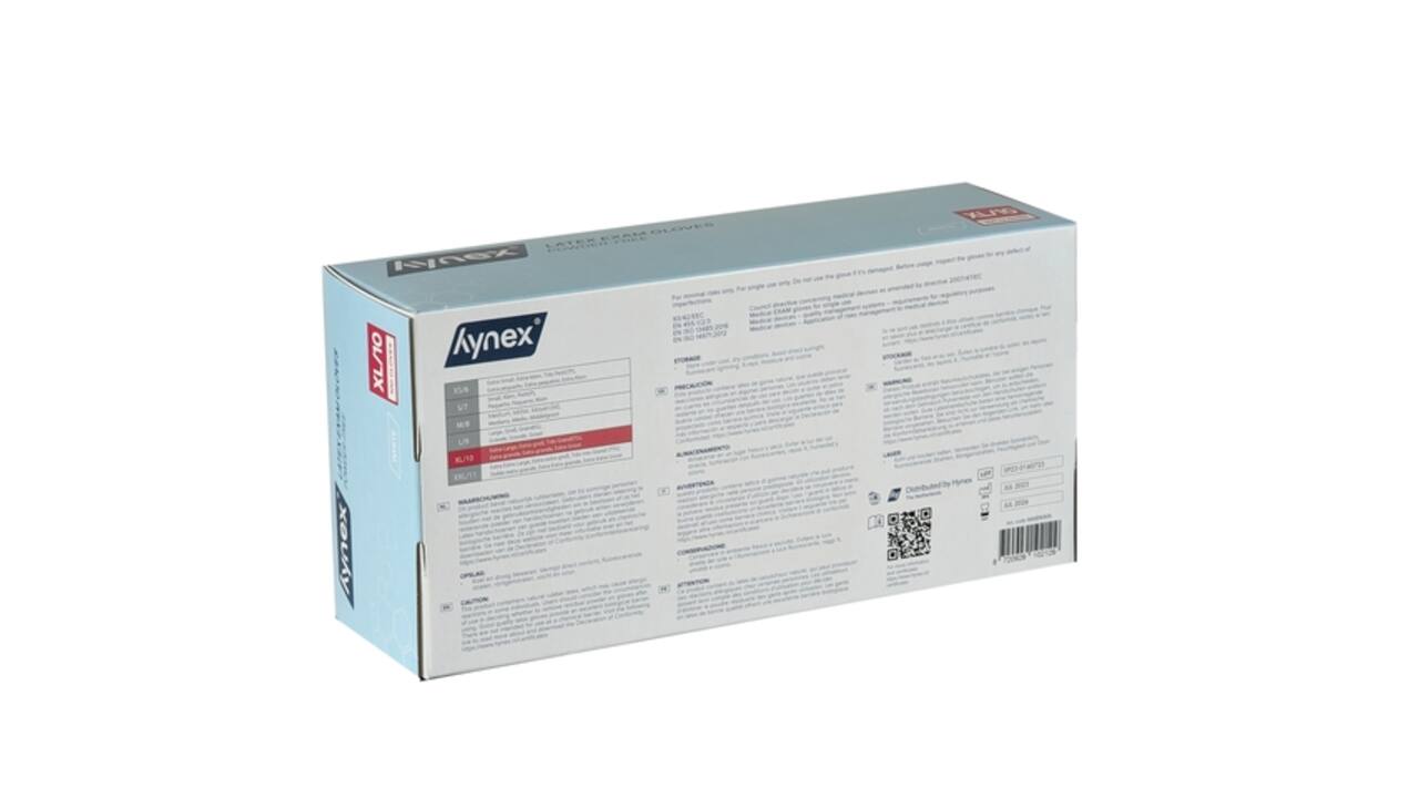 Handschoen Hynex latex XL wit 5gr 100 stuks