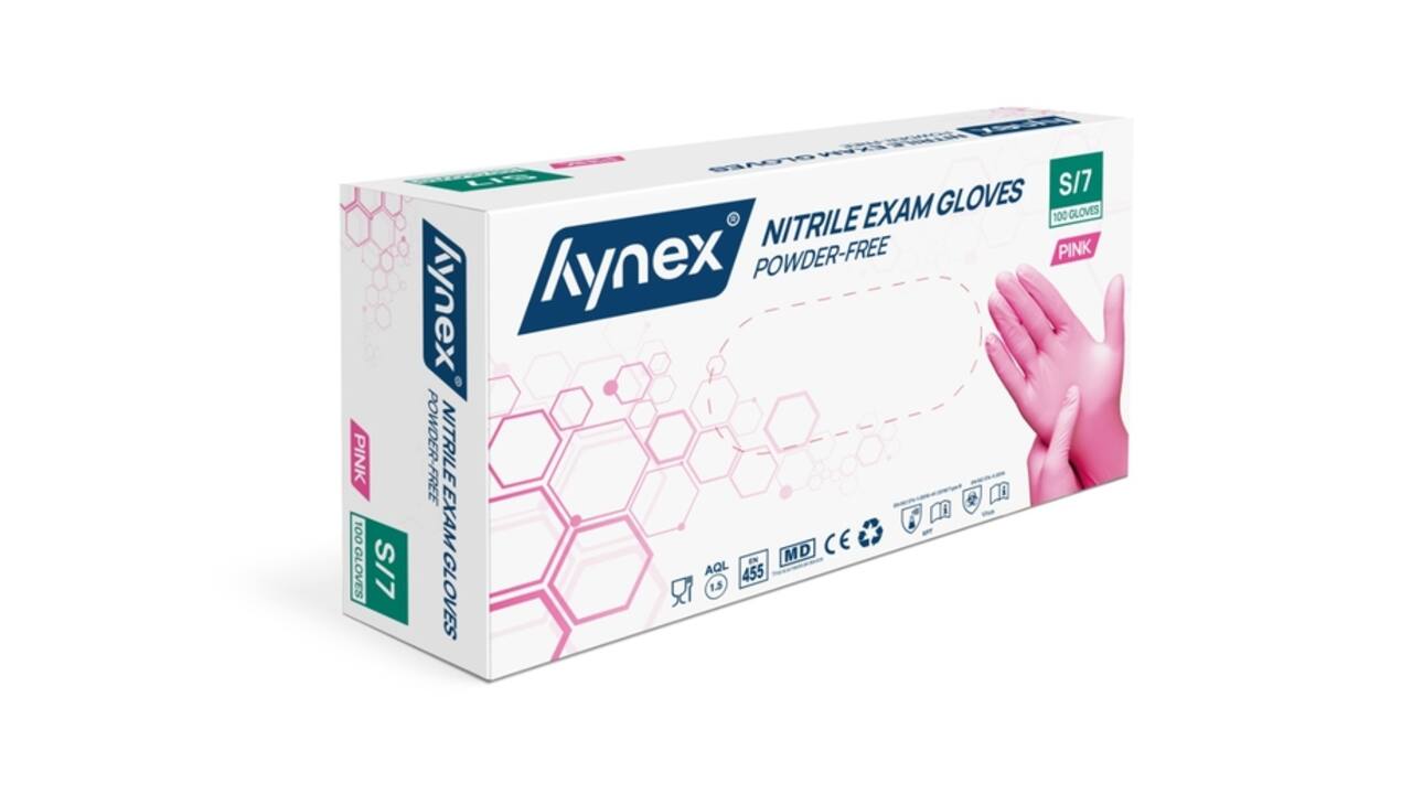 Handschoen Hynex nitril S roze 3.5gr 100 stuks