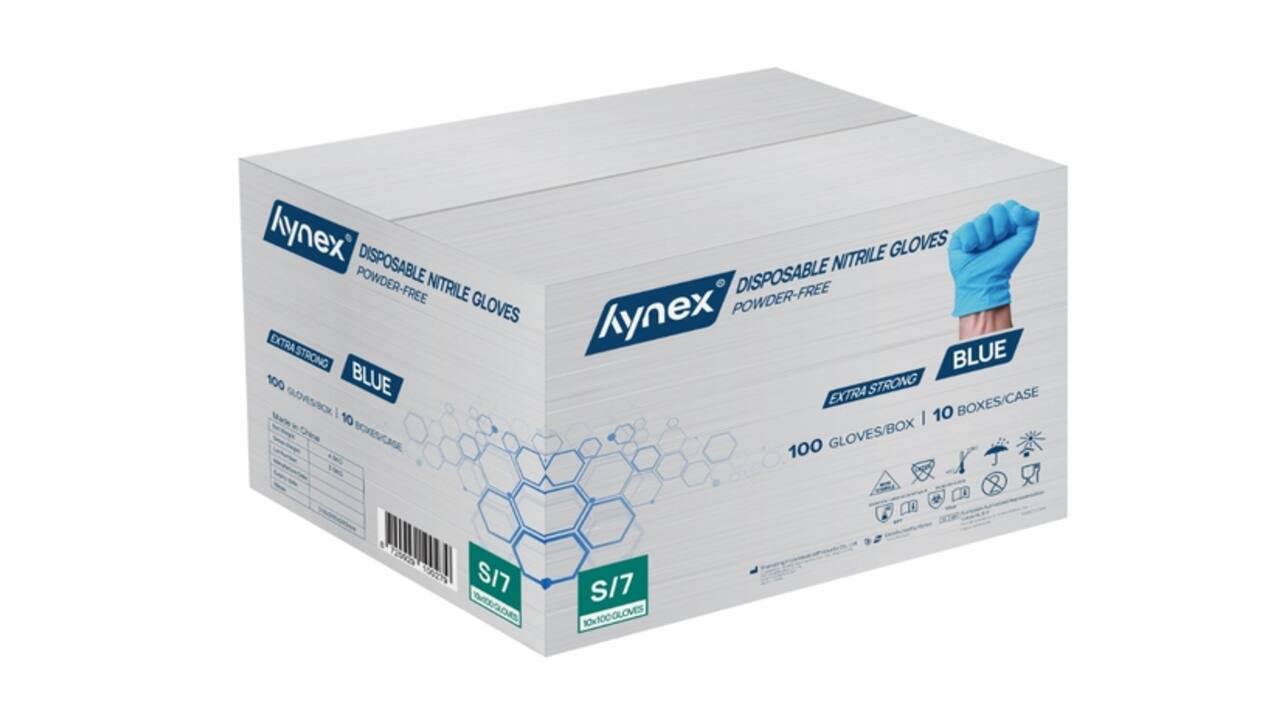 Handschoen Hynex nitril extra sterk S blauw 5gr 100 stuks