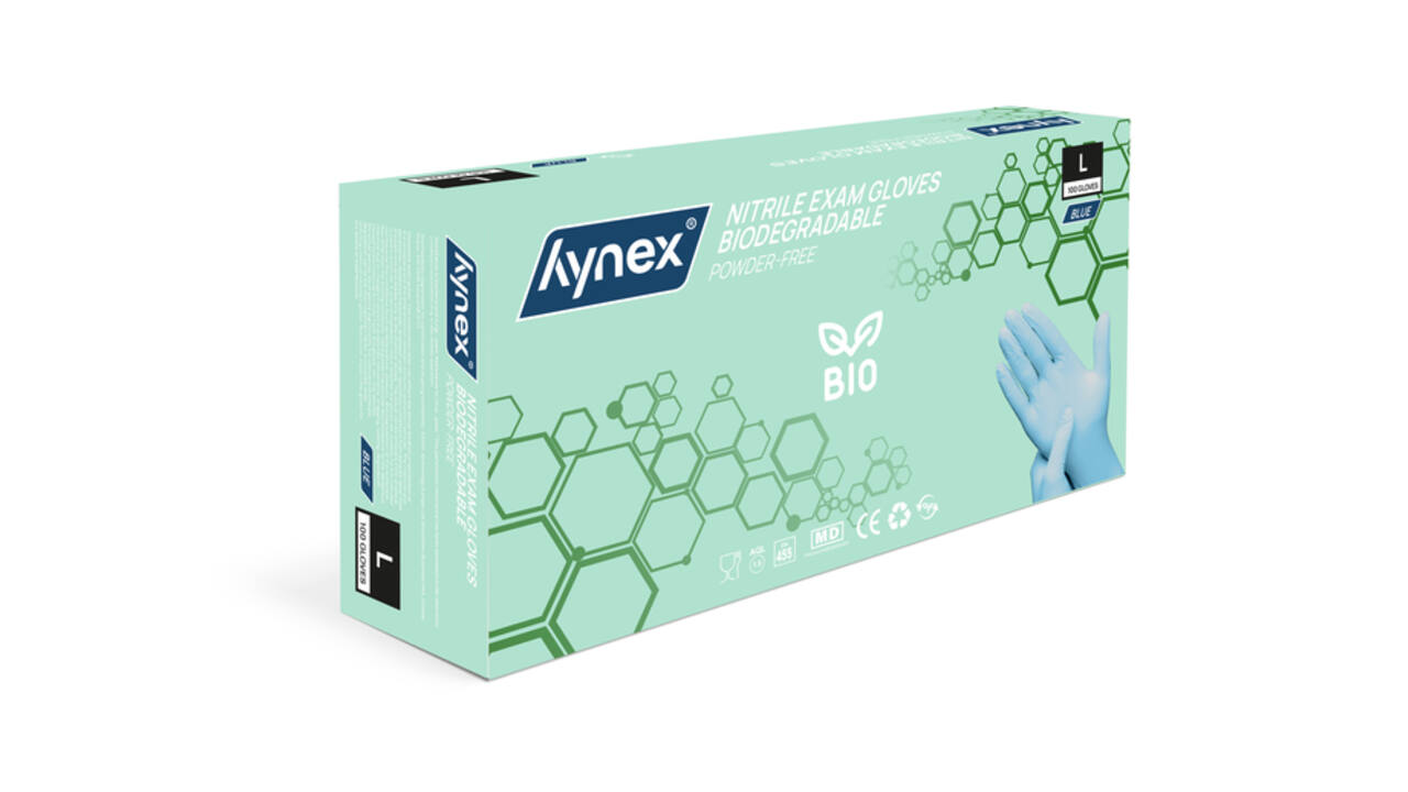 Handschoen Hynex nitril Bio L blauw 3.5gr 100 stuks