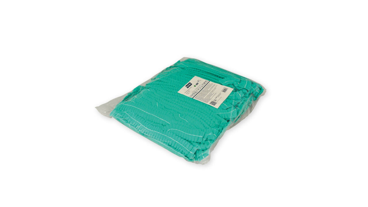 Haarnet Hynex clip non-woven groen pp 100 stuks