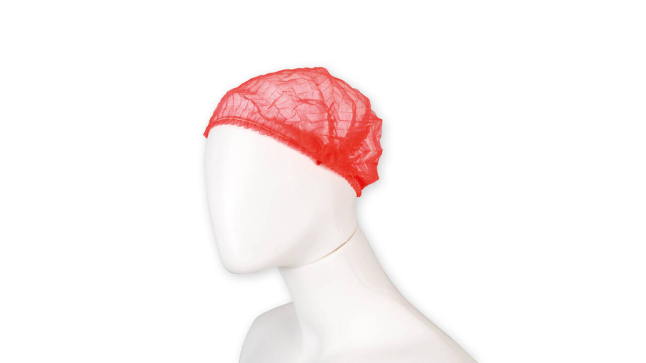 Haarnet Hynex clip non-woven rood pp 100 stuks