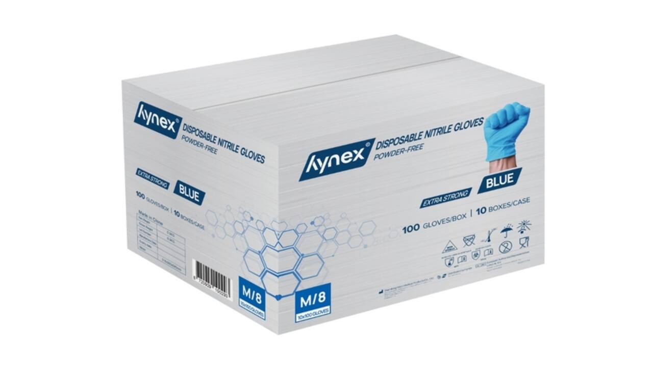Handschoen Hynex nitril M blauw 5gr extra sterk 100 stuks