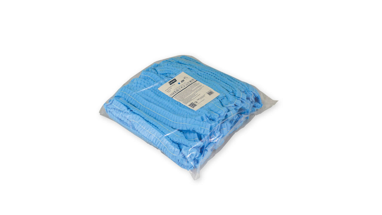 Haarnet Hynex clip non-woven blauw pp 100 stuks
