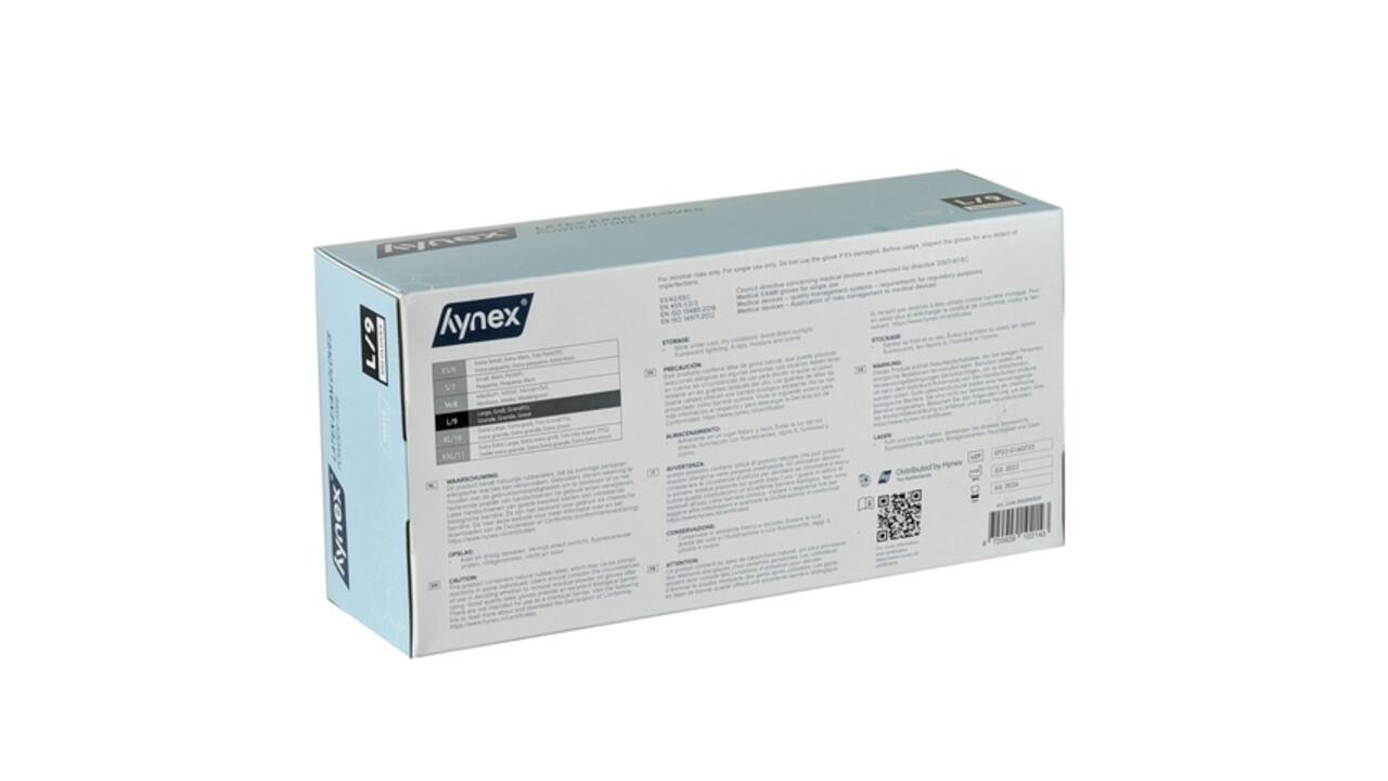 Handschoen Hynex latex L wit 5g 100 stuks
