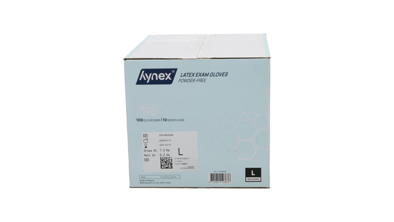 Handschoen Hynex latex L wit 5g 100 stuks