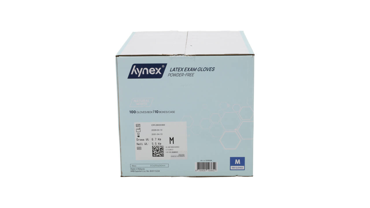 Handschoen Hynex latex M wit 5gr 100 stuks