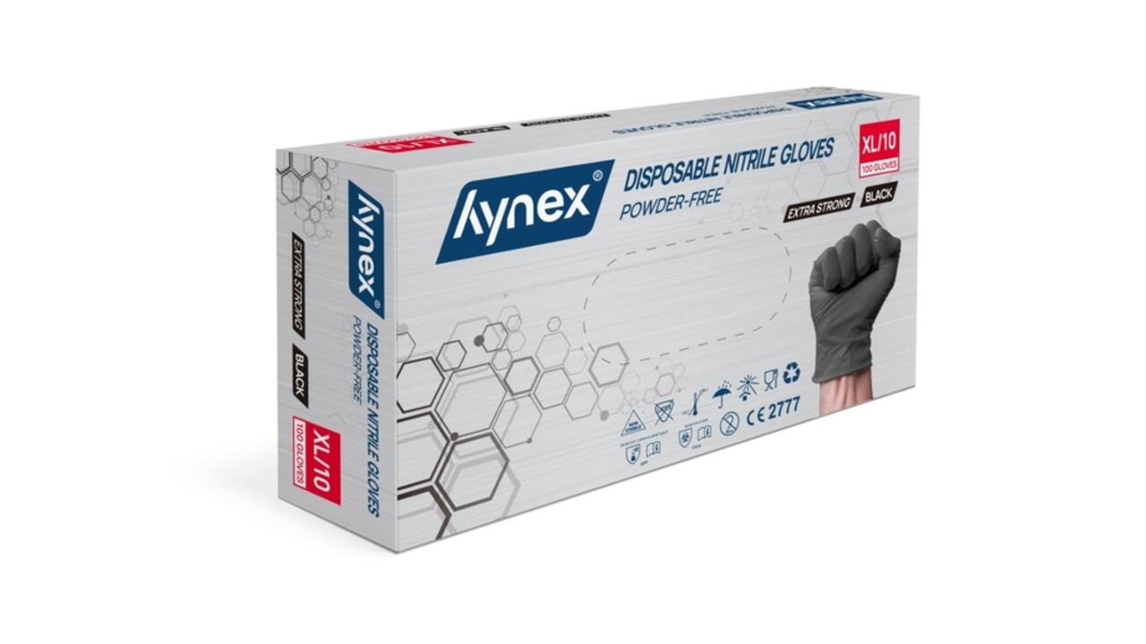 Handschoen Hynex nitril XL zwart 5gr extra sterk 100 stuks