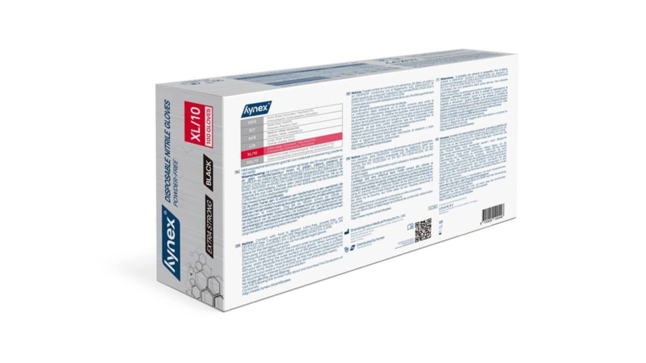 Handschoen Hynex nitril XL zwart 5gr extra sterk 100 stuks