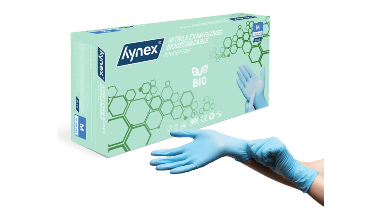 Handschoen Hynex nitril Bio M blauw 3.5gr 100 stuks