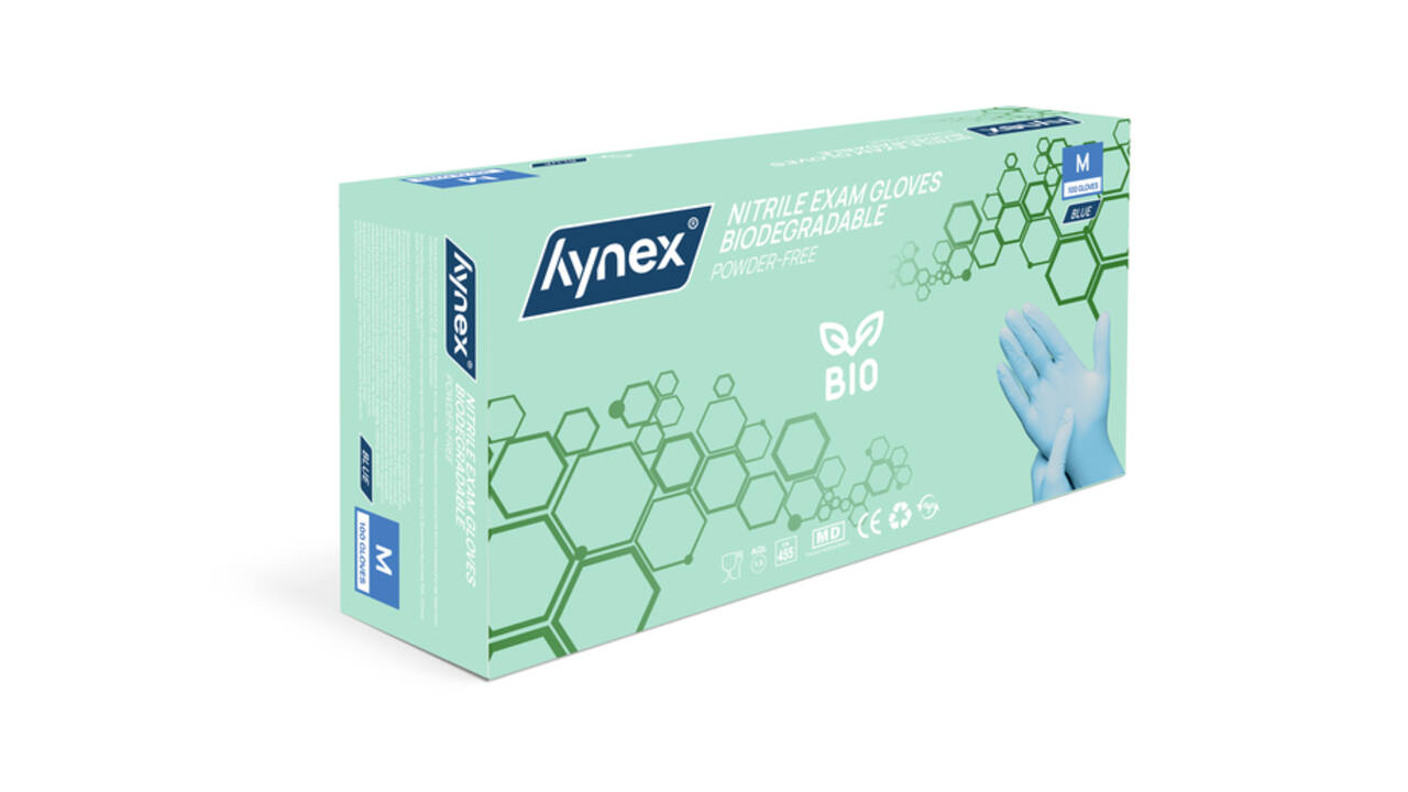 Handschoen Hynex nitril Bio M blauw 3.5gr 100 stuks