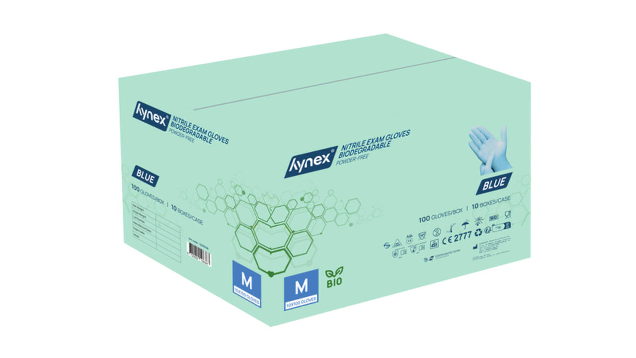 Handschoen Hynex nitril Bio M blauw 3.5gr 100 stuks