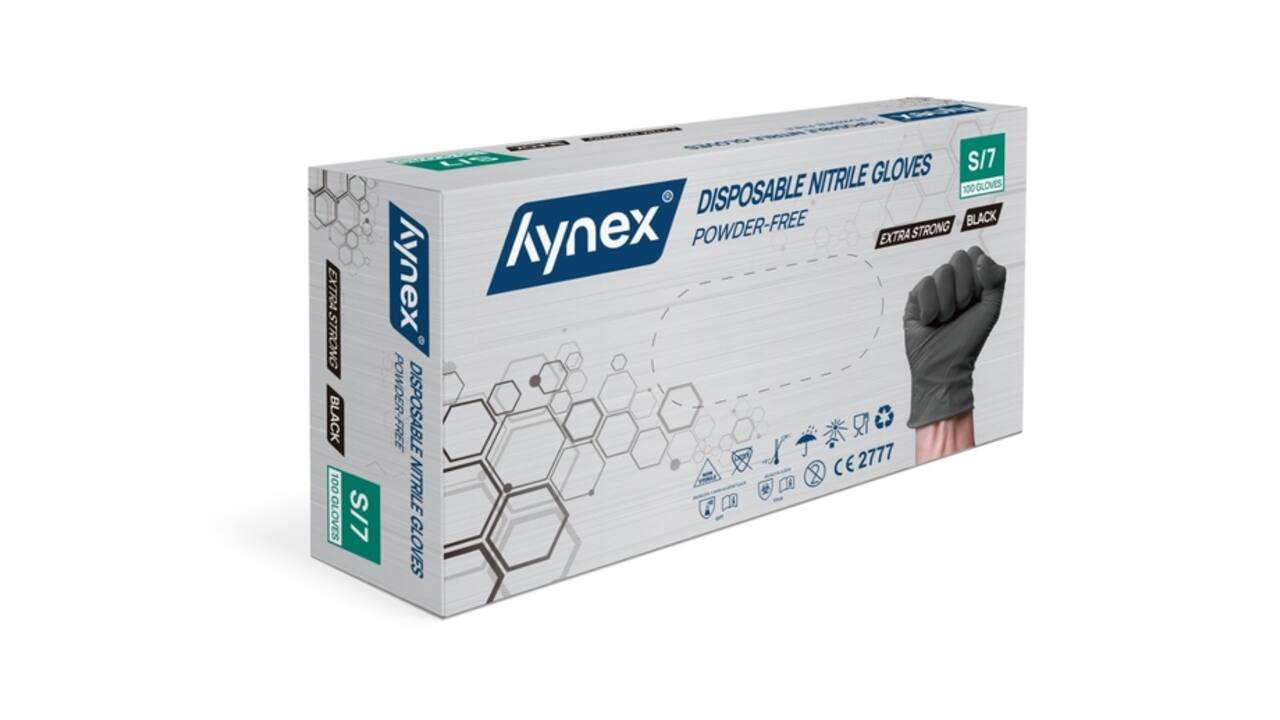 Handschoen Hynex nitril S zwart 5gr extra sterk 100 stuks