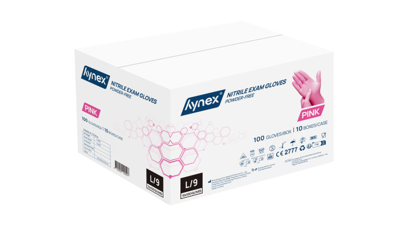Handschoen Hynex nitril L roze 3.5gr 100 stuks