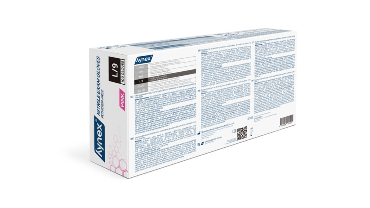 Handschoen Hynex nitril L roze 3.5gr 100 stuks
