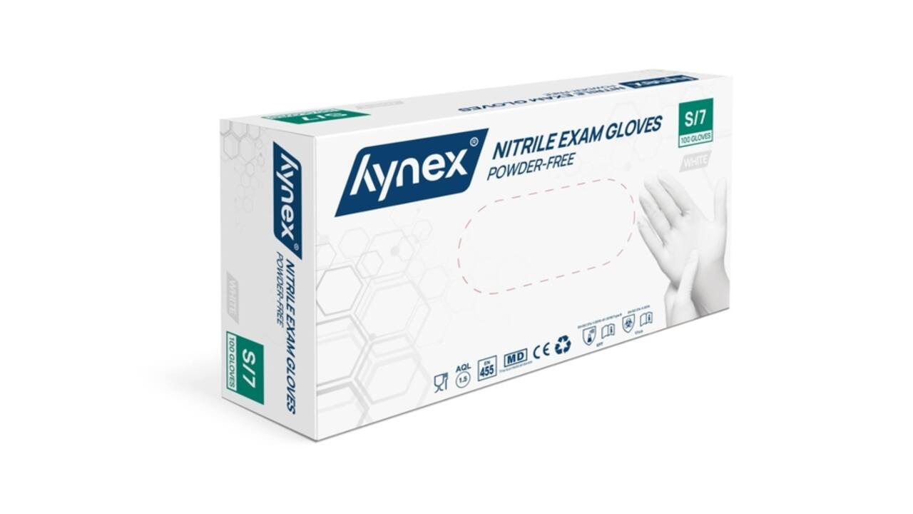 Handschoen Hynex nitril S wit 3.5gr 100 stuks