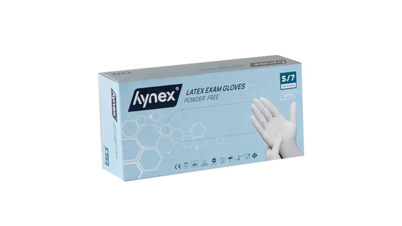 Handschoen Hynex latex S wit 5gr 100 stuks