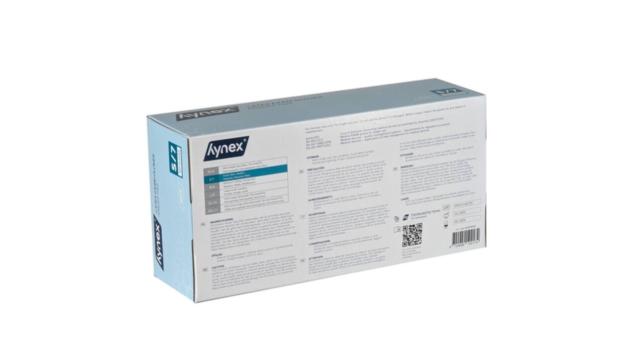 Handschoen Hynex latex S wit 5gr 100 stuks