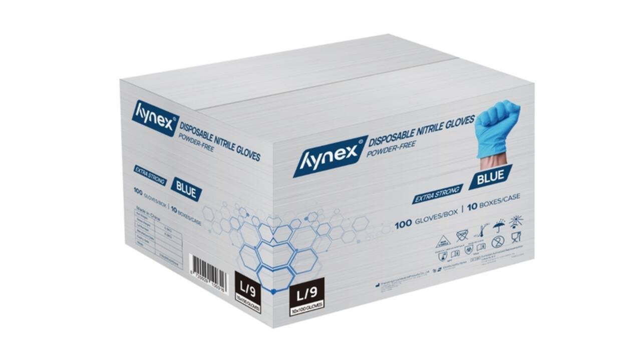 Handschoen Hynex nitril L blauw 5gr extra sterk 100 stuks
