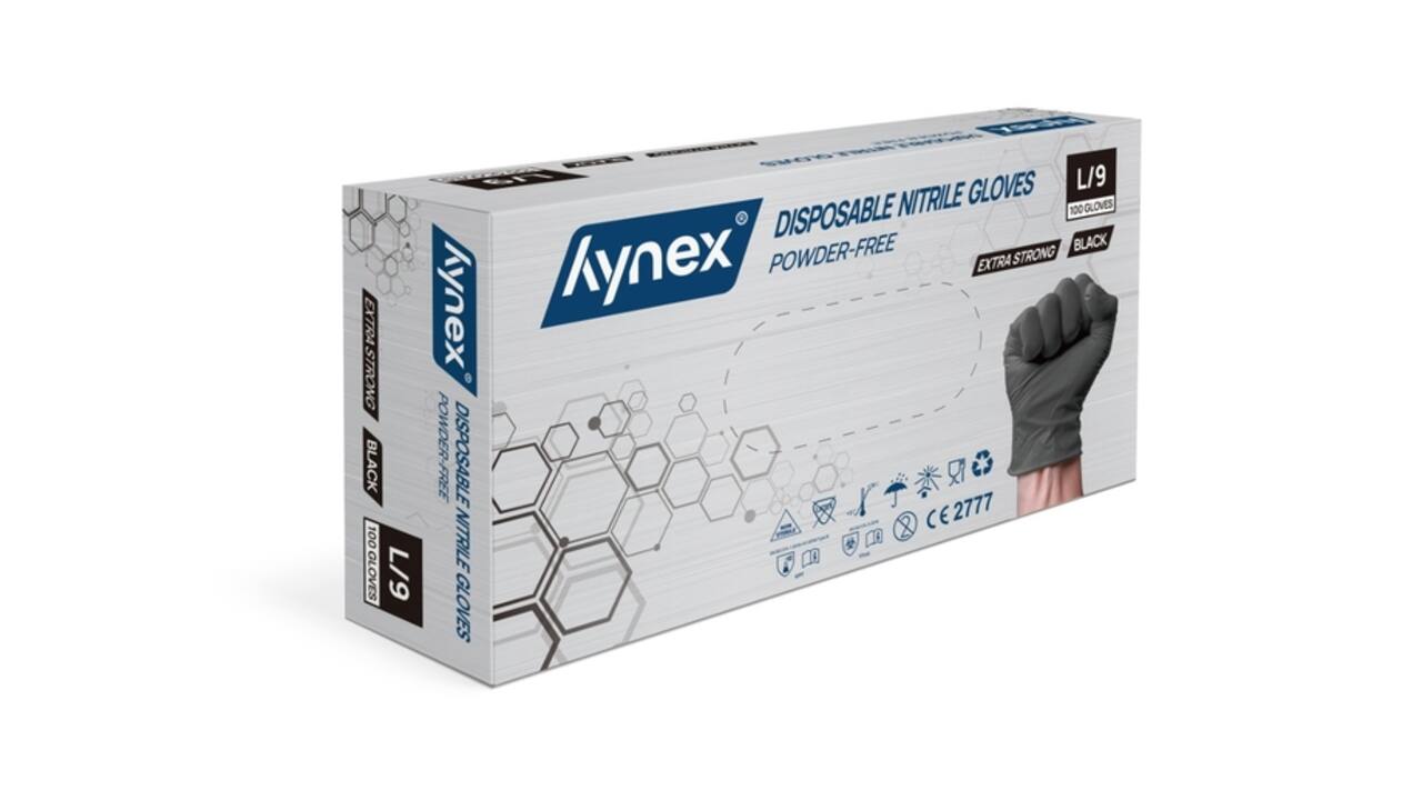 Handschoen Hynex nitril L zwart 5gr extra sterk 100 stuks