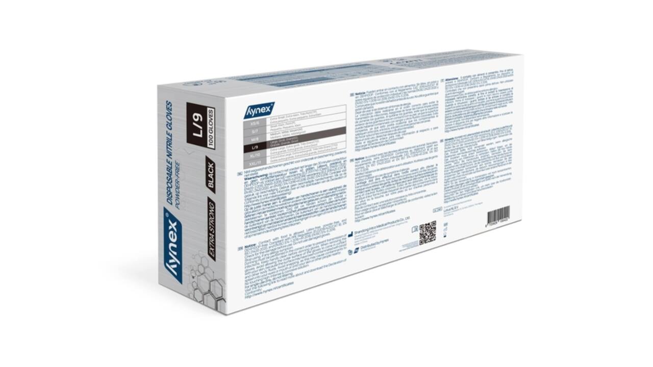 Handschoen Hynex nitril L zwart 5gr extra sterk 100 stuks