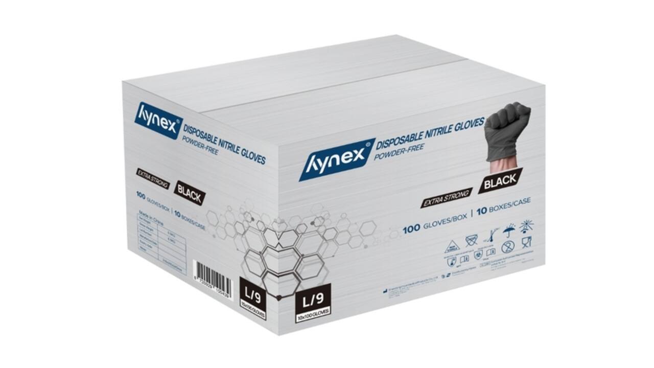 Handschoen Hynex nitril L zwart 5gr extra sterk 100 stuks